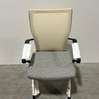 Haworth X99 Nesting Chair Grey Fabric Seat Tan Mesh Back
