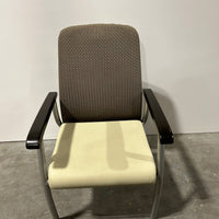 Spec Midway Chair Biege Wooden Arms Leather Seat