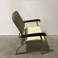 Spec Midway Chair Biege Wooden Arms Leather Seat