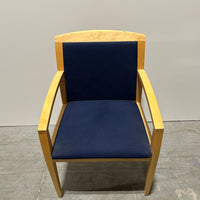 Wooden Chair Blue Fabric