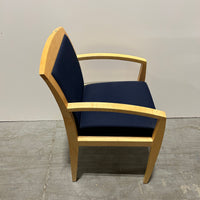 Wooden Chair Blue Fabric
