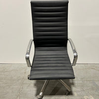 Office Star Conference Chair Black Leather Fixed Arms