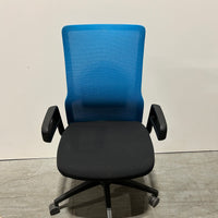 Novo Highback Fixed Arms Black Seat Blue Back
