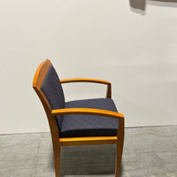 Haworth Wooden Chair Blue Seat & Back