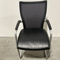 Haworth X99 Side Chair Sled Base Fixed Arms Leather