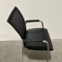 Haworth X99 Side Chair Sled Base Fixed Arms Leather