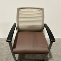 Krug Solis Chair Brown Leather Seat White Mesh Back