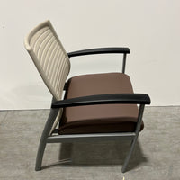 Krug Solis Chair Brown Leather Seat White Mesh Back