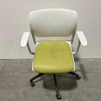 SITONIT Inflex Green Vinyl Seat Fixed Arms White Platic Back