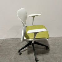 SITONIT Inflex Green Vinyl Seat Fixed Arms White Platic Back
