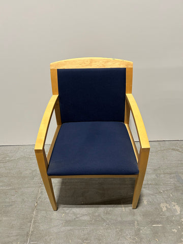 Wooden Chair Blue Fabric