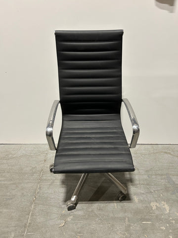 Office Star Conference Chair Black Leather Fixed Arms