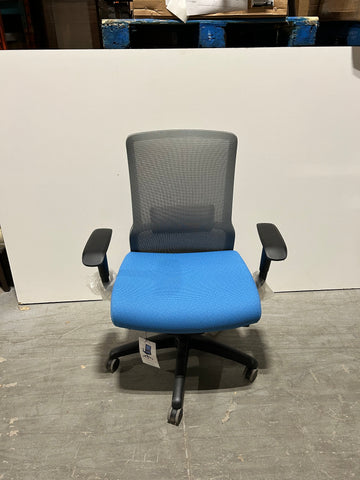 Novo Highback Height Adjustable Arms Blue Seat Grey Back HD